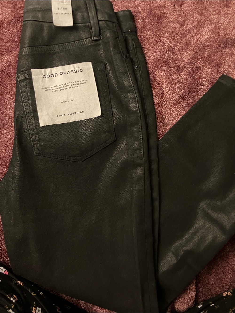 Good American Black Coated High-Shine Jeans